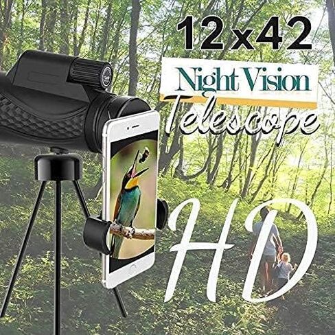 Telescope 12x42 Monocular Telescope for Adults Bak4 Prism Waterproof Telescope Super Telephoto Zooms Monocular Telescope for Birdwatching Hiking Camping in Saudi Arabia