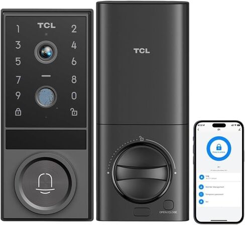 TCL Video Smart Lock D1 Max ، 3-in-1 2K Camera+Doorbell+Phousprint Door Lock ، و Wi-Fi Deadbolt المدمج للباب الأمامي ، وإدخال بدون مفتاح ، وقفل تلقائي ، والتحكم عن بُعد في التطبيق ، وتثبيت سهل. in Saudi Arabia