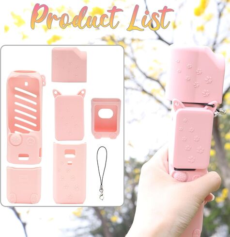 PCTC Pocket 3 Silicone Protective Case Cover, Scratch-Resistant Sleeve Shockproof Full Body Skin with Lens Protector,Cat Paw Print Design in Blush Pink for Cute OSMO Pocket 3 Style Accessories (Pink) in Saudi Arabia