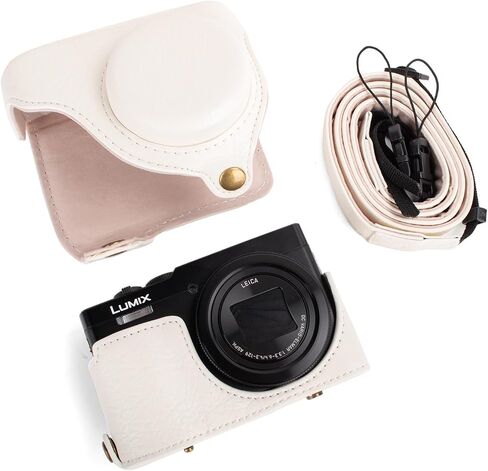 حافظة MUZIRI KINOKOO لهاتف Panasonic Lumix ZS99، حافظة واقية من جلد البولي يوريثان لكاميرا Lumix DC-ZS99/TZ99 الرقمية، غطاء حمل قابل للفصل مع حزام كتف قابل للتعديل - بني in Saudi Arabia