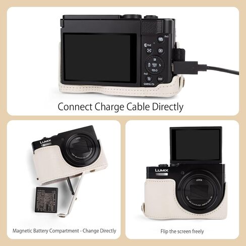 حافظة MUZIRI KINOKOO لهاتف Panasonic Lumix ZS99، حافظة واقية من جلد البولي يوريثان لكاميرا Lumix DC-ZS99/TZ99 الرقمية، غطاء حمل قابل للفصل مع حزام كتف قابل للتعديل - بني in Saudi Arabia