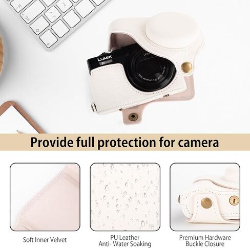 حافظة MUZIRI KINOKOO لهاتف Panasonic Lumix ZS99، حافظة واقية من جلد البولي يوريثان لكاميرا Lumix DC-ZS99/TZ99 الرقمية، غطاء حمل قابل للفصل مع حزام كتف قابل للتعديل - بني in Saudi Arabia