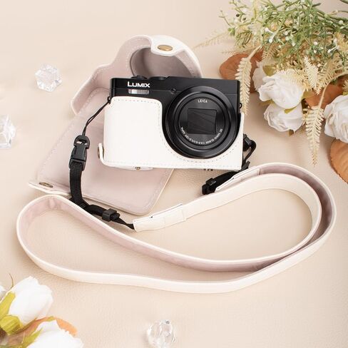 حافظة MUZIRI KINOKOO لهاتف Panasonic Lumix ZS99، حافظة واقية من جلد البولي يوريثان لكاميرا Lumix DC-ZS99/TZ99 الرقمية، غطاء حمل قابل للفصل مع حزام كتف قابل للتعديل - بني in Saudi Arabia