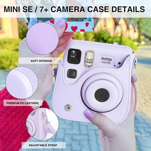 WOGOZAN Mini SE Accessories for Fujifilm Instax Mini SE/7+/7s/7c Instant Film Camera, Include PU Case Case, 4 Photo Frames, 5 Magnetic Frames, 12 DIY Stickers, Selfie Mirror and Assist Circle - Purple in Saudi Arabia