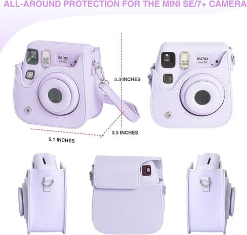WOGOZAN Mini SE Accessories for Fujifilm Instax Mini SE/7+/7s/7c Instant Film Camera, Include PU Case Case, 4 Photo Frames, 5 Magnetic Frames, 12 DIY Stickers, Selfie Mirror and Assist Circle - Purple in Saudi Arabia