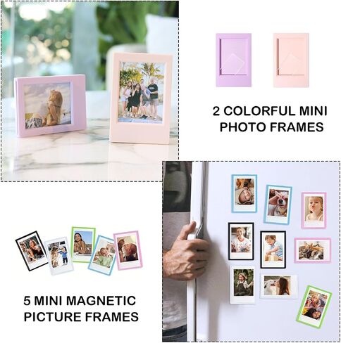 WOGOZAN Mini SE Accessories for Fujifilm Instax Mini SE/7+/7s/7c Instant Film Camera, Include PU Case Case, 4 Photo Frames, 5 Magnetic Frames, 12 DIY Stickers, Selfie Mirror and Assist Circle - Purple in Saudi Arabia