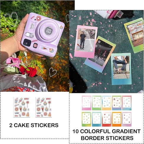WOGOZAN Mini SE Accessories for Fujifilm Instax Mini SE/7+/7s/7c Instant Film Camera, Include PU Case Case, 4 Photo Frames, 5 Magnetic Frames, 12 DIY Stickers, Selfie Mirror and Assist Circle - Purple in Saudi Arabia
