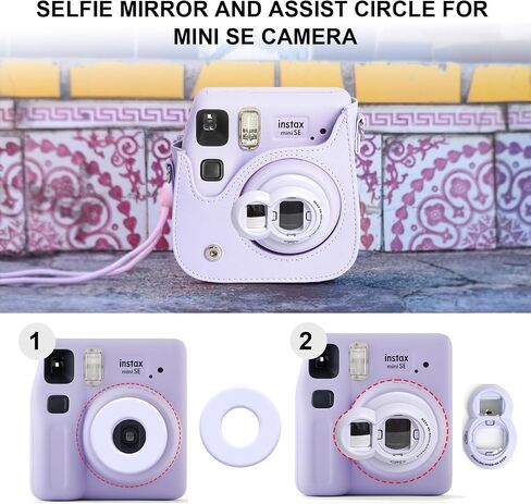 WOGOZAN Mini SE Accessories for Fujifilm Instax Mini SE/7+/7s/7c Instant Film Camera, Include PU Case Case, 4 Photo Frames, 5 Magnetic Frames, 12 DIY Stickers, Selfie Mirror and Assist Circle - Purple in Saudi Arabia