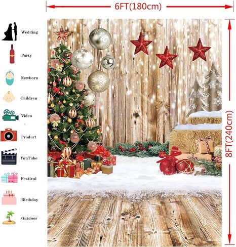 Dudaacvt 5x7Ft خلفيات عيد الميلاد للتصوير الفوتوغرافي الشتاء الثلوج خلفية ريفي الخشب الطابق خلفية شجرة عيد الميلاد هدية عيد الميلاد عائلة الطرف الخلفية in Kuwait