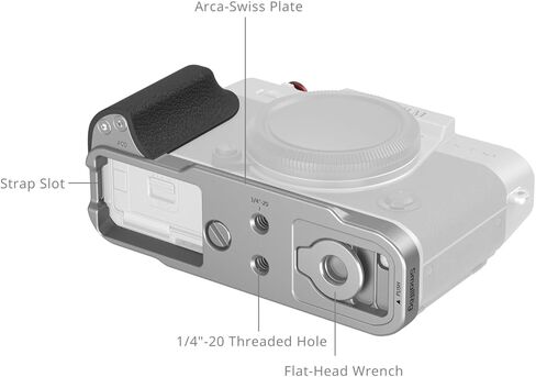 SMALLRIG X-T30 III/X-T30 II/X-T30 L-Shape Grip for FUJIFILM Camera, Built-in Quick Release Plate for Arca, 1/4"-20 Holes, Lightweight Ergonomic Silicone Handgrip,Shutter Button (Silver) - 5664 in Saudi Arabia