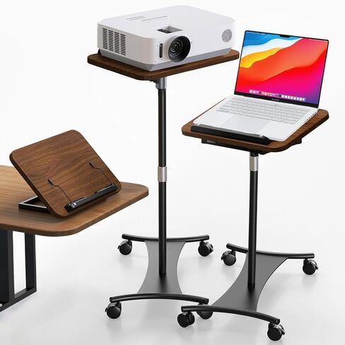 Laptop Stand Rolling with Dual Adjustable Panels, 5 Lockable Casters, Converts into Large Desk for Sofa or Bedside, Ideal for Home Office or Projector (White) in Saudi Arabia