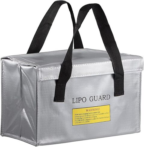 uxcell Fireproof Battery Safe Bag Charging Pouch Sack for Charge and Storage 260x130x150mm Silver Tone in Saudi Arabia