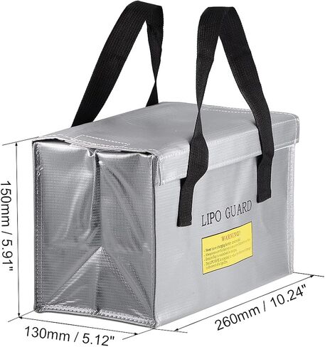 uxcell Fireproof Battery Safe Bag Charging Pouch Sack for Charge and Storage 260x130x150mm Silver Tone in Saudi Arabia