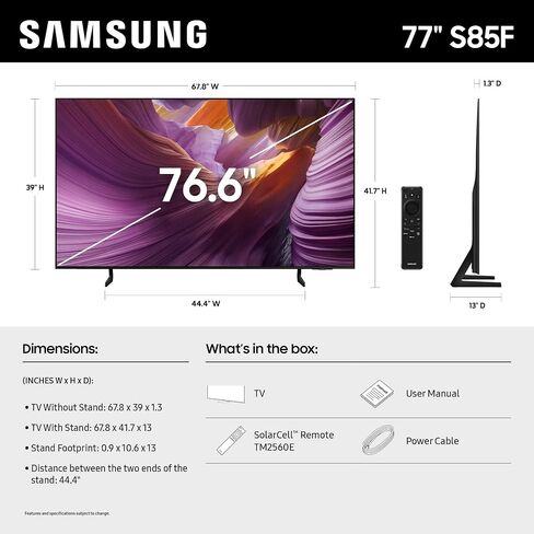 Samsung Samsung Vision AI Smart TV (طراز 2025 ، 77S84F) NQ4 AI Gen2 Processor ، 4K AI Upscaling ، OLED HDR ، PANTONE تم التحقق منه ، Motion Xcelerator 120HZ in Saudi Arabia