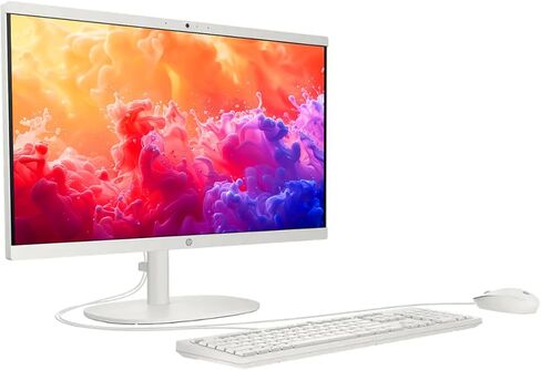 HP 21.5 "Comple HD Display All-in-One Computer ، Intel Celeron J4025 Processor ، 16GB DDR4 ، 128GB SSD ، Bluetooth ، USB-C ، WebCAM ، HDMI ، RJ-45 ، Wi-Fi 6 ، LED ، Windows 11 Pro ، Cashmere White in Saudi Arabia