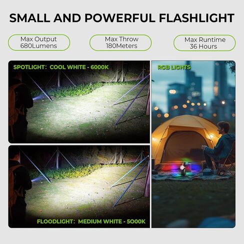 Wurkkos HD03 Rechargeable Flashlights EDC Clip-on Light, Bright 680 Lumens Pocket Flashlight, Combines Spotlight/Floodlight/RGB Light, Magnetic, IPX6 Waterproof for Cycling, Repairing (Orange) in Saudi Arabia