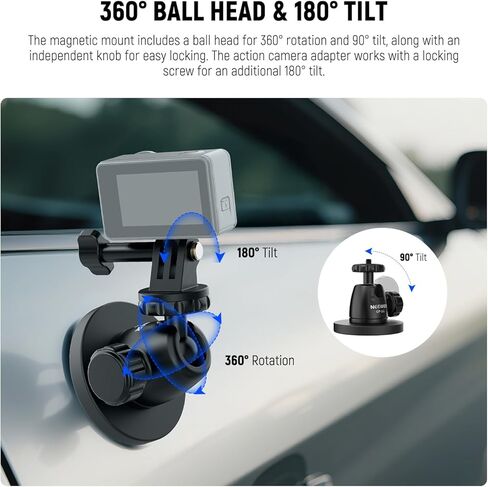 NEWER 3 "كأس الشفط مع محول كاميرا حامل الهاتف متوافق مع iPhone GoPro DJI insta360 ، قماشية Ball Head Magic Cleaning Compling Car Quick Recording For Pov Video Recording ، CA104 in Kuwait