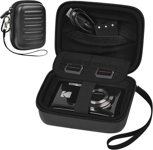 Digital Camera Case for KODAK PIXPRO FZ55/ FZ45/ FZ53/ FZ43 16MP Video Vlogging Cameras, Travel Storage Holder Bag with Mesh Pocket for Batteries, Cables, Memory Cards, Card Reader- Black (Box Only) in Saudi Arabia