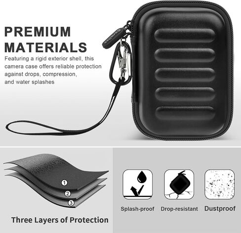 Digital Camera Case for KODAK PIXPRO FZ55/ FZ45/ FZ53/ FZ43 16MP Video Vlogging Cameras, Travel Storage Holder Bag with Mesh Pocket for Batteries, Cables, Memory Cards, Card Reader- Black (Box Only) in Saudi Arabia