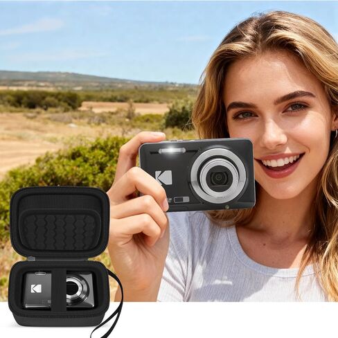 Digital Camera Case for KODAK PIXPRO FZ55/ FZ45/ FZ53/ FZ43 16MP Video Vlogging Cameras, Travel Storage Holder Bag with Mesh Pocket for Batteries, Cables, Memory Cards, Card Reader- Black (Box Only) in Saudi Arabia