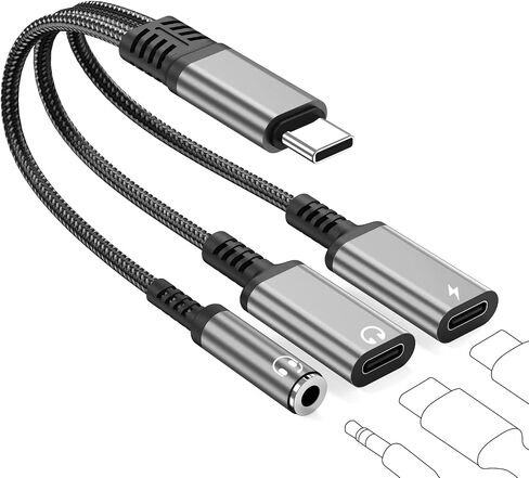 USB C إلى 3.5 ملم محول الشاحن ومحول الشاحن ، 3 في 1 نوع مزدوج C aux شاحن الشاحن الشاحن سلك Dongle المتوافق مع iPhone 15/16 Pro/Max/Plus ، iPad ، Samsung Galaxy S22/S23/S24 Ultra （Red） in Kuwait