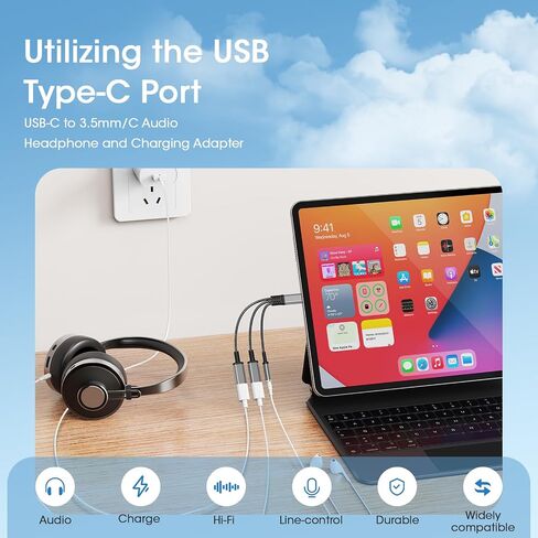 USB C إلى 3.5 ملم محول الشاحن ومحول الشاحن ، 3 في 1 نوع مزدوج C aux شاحن الشاحن الشاحن سلك Dongle المتوافق مع iPhone 15/16 Pro/Max/Plus ، iPad ، Samsung Galaxy S22/S23/S24 Ultra （Red） in Kuwait