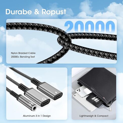 USB C إلى 3.5 ملم محول الشاحن ومحول الشاحن ، 3 في 1 نوع مزدوج C aux شاحن الشاحن الشاحن سلك Dongle المتوافق مع iPhone 15/16 Pro/Max/Plus ، iPad ، Samsung Galaxy S22/S23/S24 Ultra （Red） in Kuwait
