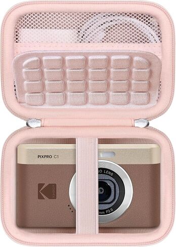 RAIALL Carrying Case for KODAK PIXPRO C1 Friendly Zoom Digital Camera, Point and Shoot Vlogging Camera Hard Travel Bag, Mesh Pocket for Charging Adapter, SD Card, USB Cable and Batteries, Black in Kuwait
