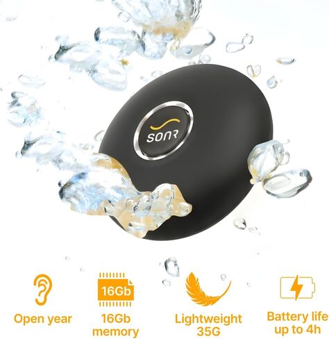 موسيقى SONR ، مشغل موسيقى مفتوحة تحت الماء للسباحين ، سماعات السباحة ، لاعب عظم مقاوم للماء MP3 ، سماعات السباحة تحت الماء مع Bluetooth (رمادي داكن) in Kuwait