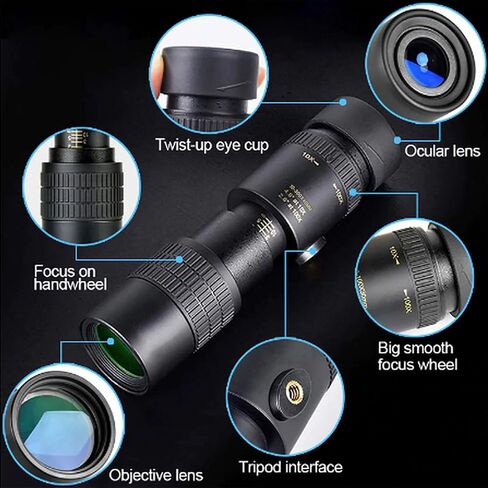 4k 10-300x40mm Monocular Telescope, Portable Spotting Telescope, Anti-Shake, Shockproof, Waterproof Telescope with Phone Holder Telescope for Adult Bird Watching Outdoor Travel in Saudi Arabia