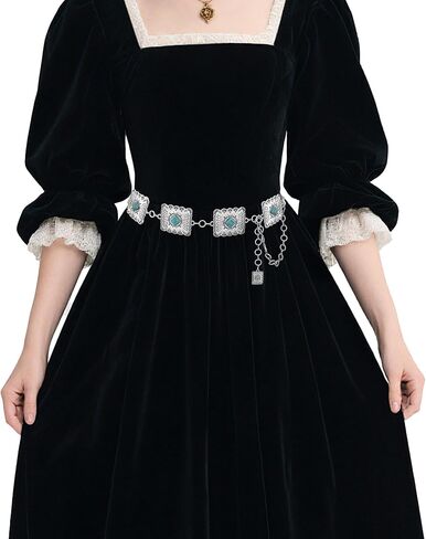 Metal Turquoise Belts for Women - Vintage Boho Cowgirl Hip Chain Belts, Adjustable Western Concho Waist Belt for Dress in Kuwait