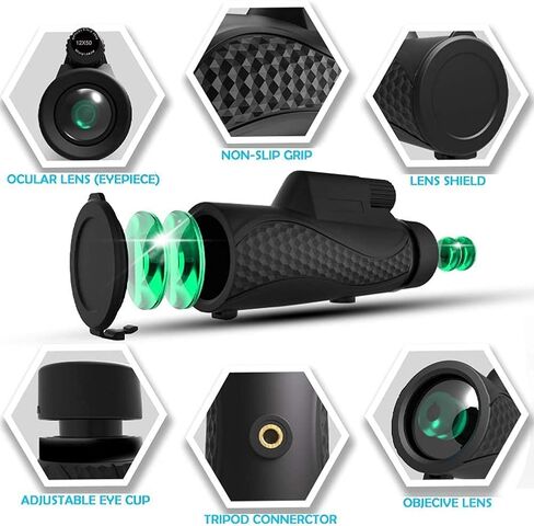 Telescope 12X50 High Power HD Handheld with Tripod, Anti Shake, IPX7 Waterproof, Built in, Portable Outdoor Compatible for Smart Phone, Monocular Te in Saudi Arabia