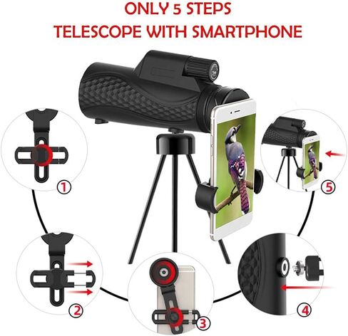 Telescope 12X50 High Power HD Handheld with Tripod, Anti Shake, IPX7 Waterproof, Built in, Portable Outdoor Compatible for Smart Phone, Monocular Te in Saudi Arabia