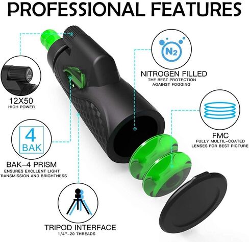 Telescope 12X50 High Power HD Handheld with Tripod, Anti Shake, IPX7 Waterproof, Built in, Portable Outdoor Compatible for Smart Phone, Monocular Te in Saudi Arabia