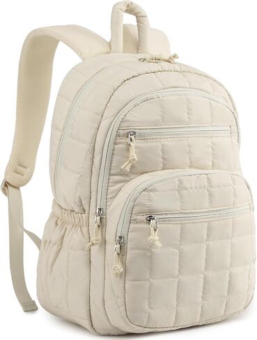 Bookbag for Women, Teen Girls Backpack for High School College Student, Puffer Quilted Back Pack Cute Laptop Backpack for Work Travel Mom Casual Daypack, Black in Kuwait