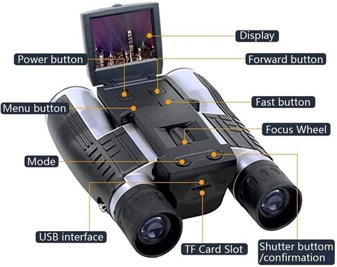 منظار أحادي العين عالي الطاقة 1080 بكسل كاميرا رقمية 2.0 بوصة LCD 12 × 32 منظار أسود قابل للطي مع كاميرا رقمية مدمجة مناظير عالية الدقة بالكامل in Saudi Arabia