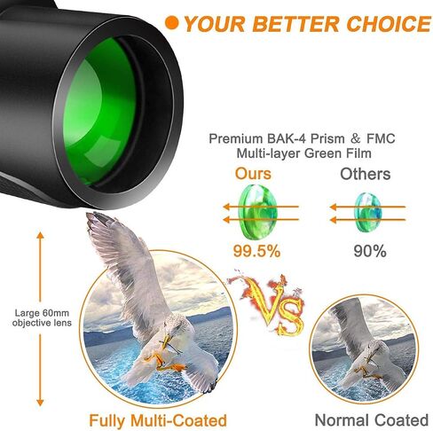 Telescope for Adults, monocular, 12x50 Optical Monocular Camping Hiking Telescope for Bird Watching Camping Hiking, Match for Adult Bird Watching Outdoor Travel Sightseeing Binoculars in Saudi Arabia