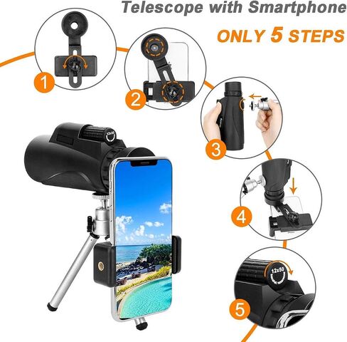 Telescope for Adults, monocular, 12x50 Optical Monocular Camping Hiking Telescope for Bird Watching Camping Hiking, Match for Adult Bird Watching Outdoor Travel Sightseeing Binoculars in Saudi Arabia