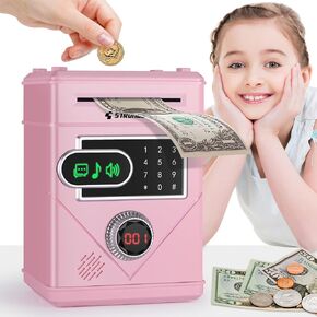 Piggy Bank for Kids, Touchscreen Money Bank Toys for 4 5 6 7 8 9 10 11 12 13 Year Old Boys Gift Ideas, Electronic Money Saving Box for Girls, Birthday Gifts for Boys ATM Machine for Kids