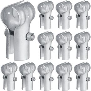 Tandefio 12 Pcs 1-3/8" x 1-3/8" Pipe Clamp Chain Link Fence T Clamp Galvanized Steel End Rail Clamp for 1-3/8" OD Pipe, Bolts and Nuts Included