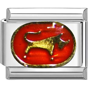 UNY JEWEL Zodiac Sign Italian Charm 9mm Stainless Steel Link - Enamel Zodiac Design Modular Charm Bracelet Link