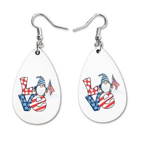 4th of July USA Dangle Earrings Set | Cute Girls Womens Jewelry Earings | Double Sided Print | Holiday Gifts | Independence Day Summer Decorations | Gnome Tie Dye Flag Red White Blue Patriotic