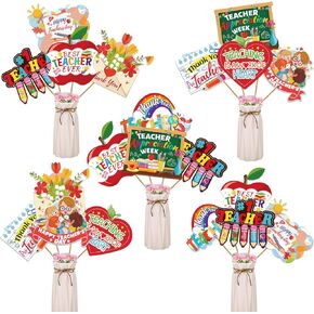 HOWAF Teachers Appreciation Week Best Teacher Ever Party Props Table Centerpieces Sticks for Teacher Day Party Supplies,27pcs
