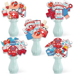 HOWAF 32 Pcs Nurse Appreciation Week Party Decoration Table Centerpieces Sticks, Thank You Nurses Centerpieces Sticks for RN Graduation Party, Happy National Nurses Week Table Toppers for Table Decor