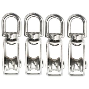 4 Packs Stainless Steel M20 Single Pulley Wire Rope Crane Pulley Block