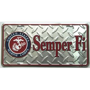 AES Industries Semper Fi U.S. Marine-Diamond Front Novelty License Plate 6x12