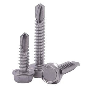 #12 x 2 Hex Washer Head Self Drilling Screws, Self Tapping Sheet Metal Tek Screws, 410 Stainless Steel, 25 PCS