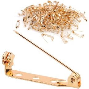 100 Pcs Gold Tone Brooch Pin Backs Clasp 1 Inch Bar Pins Findings 3 Holes Safety Pins for Badge Insignia, Citation Bars, Making Corsage, Name Tags, Toy Pins and Jewelry Making by STARVAST