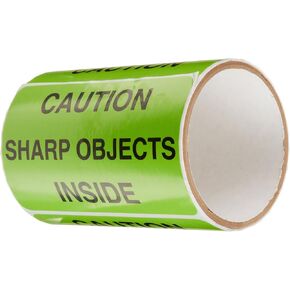 TapeCase SHIPLBL-005 Shipping Packing Labels"Caution When Opening with Sharp Edges", Yellow/Black - 500 per Pack (1 Pack)