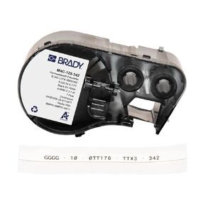Brady Authentic (M4C-125-342) PermaSleeve® Heat-Shrink Labels Polyolefin 0.125 in Black on White, 7 ft roll. for use with The BMP41, BMP51, and M511 Label Printers